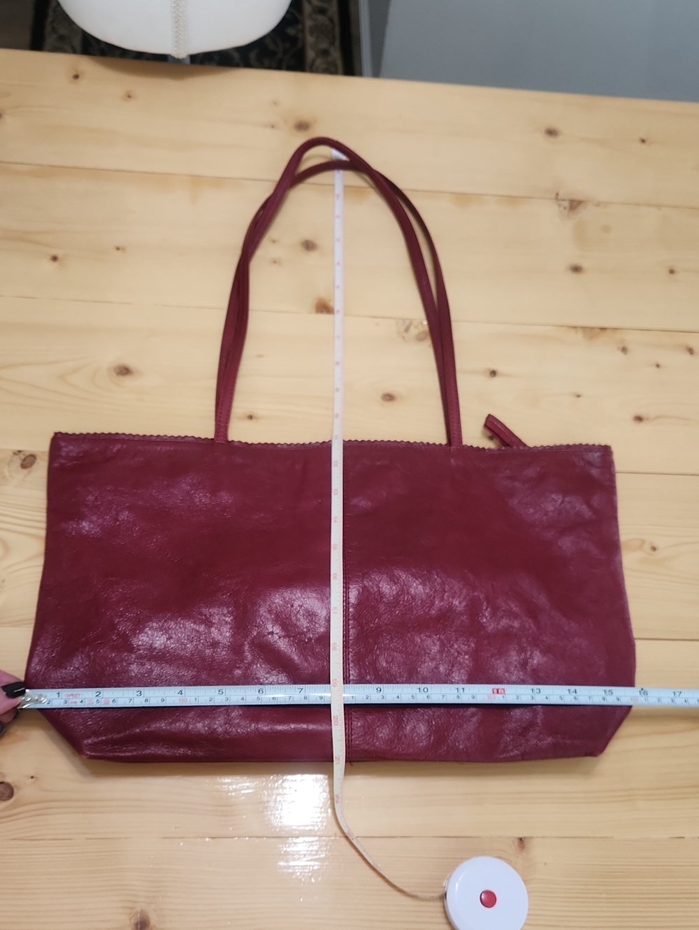 Latico Leathers Brigitte Red Full Grain Leather Scalloped Shoulder Tote Bag - Picture 15 of 16